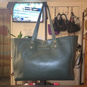 Elegant Green Leather Tote Bag By MILA